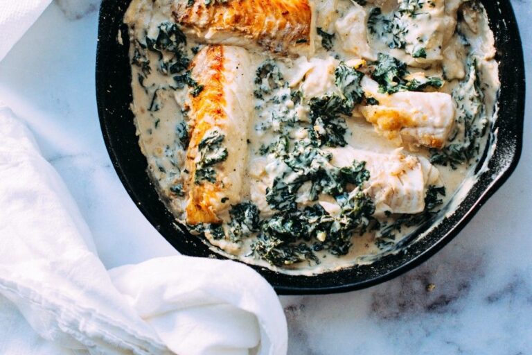 pan met vis en spinazie