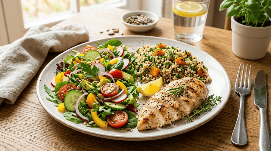 gezond voedsel vis groente quinoa