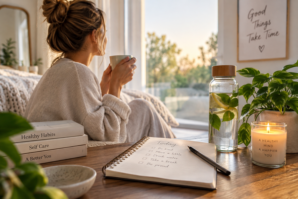 Rustig ochtendritueel met zelfzorg